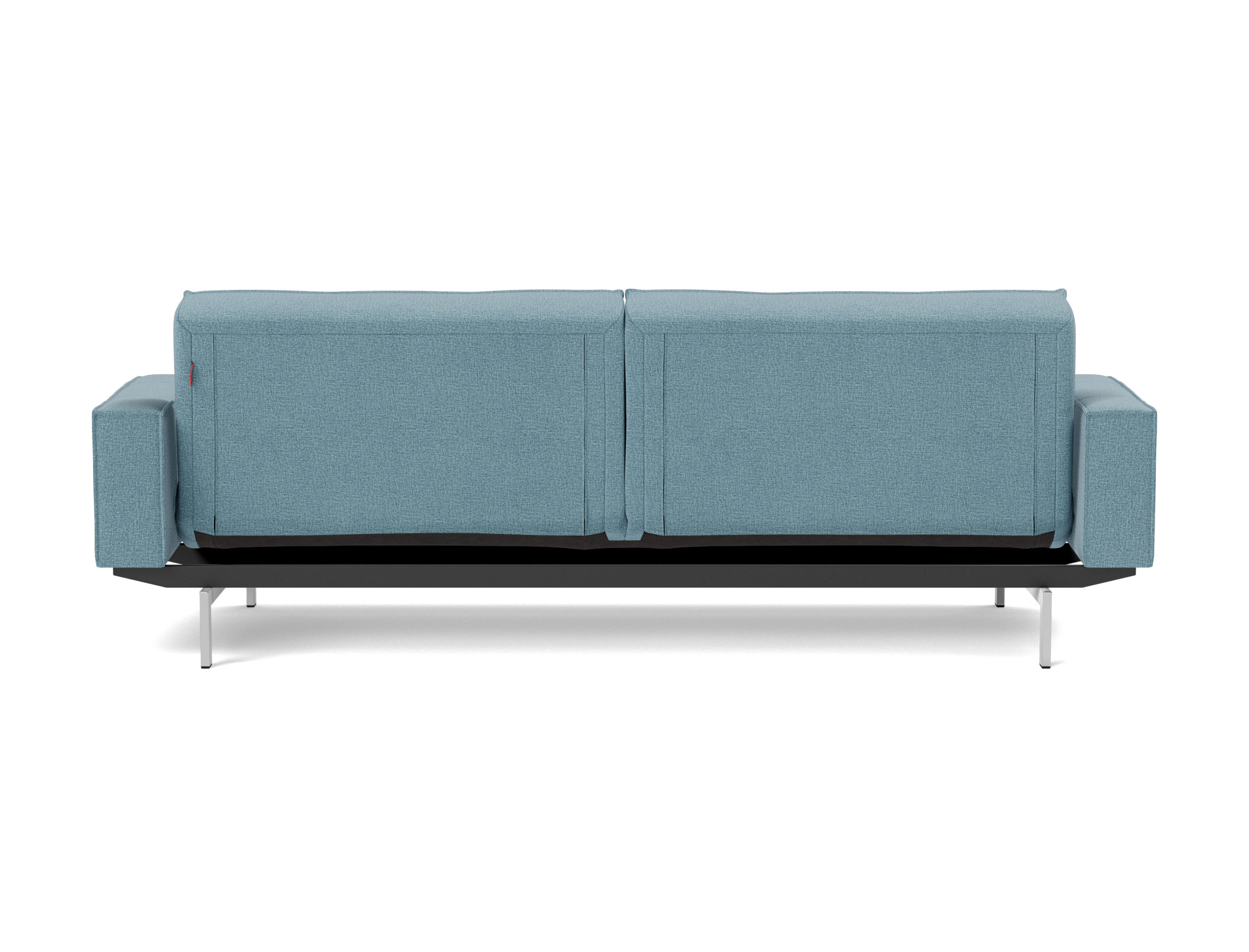 Schlafsofa Splitback mit Armlehnen Flachgewebe Mixed Dance 525-Light-Blue Beine Chrom