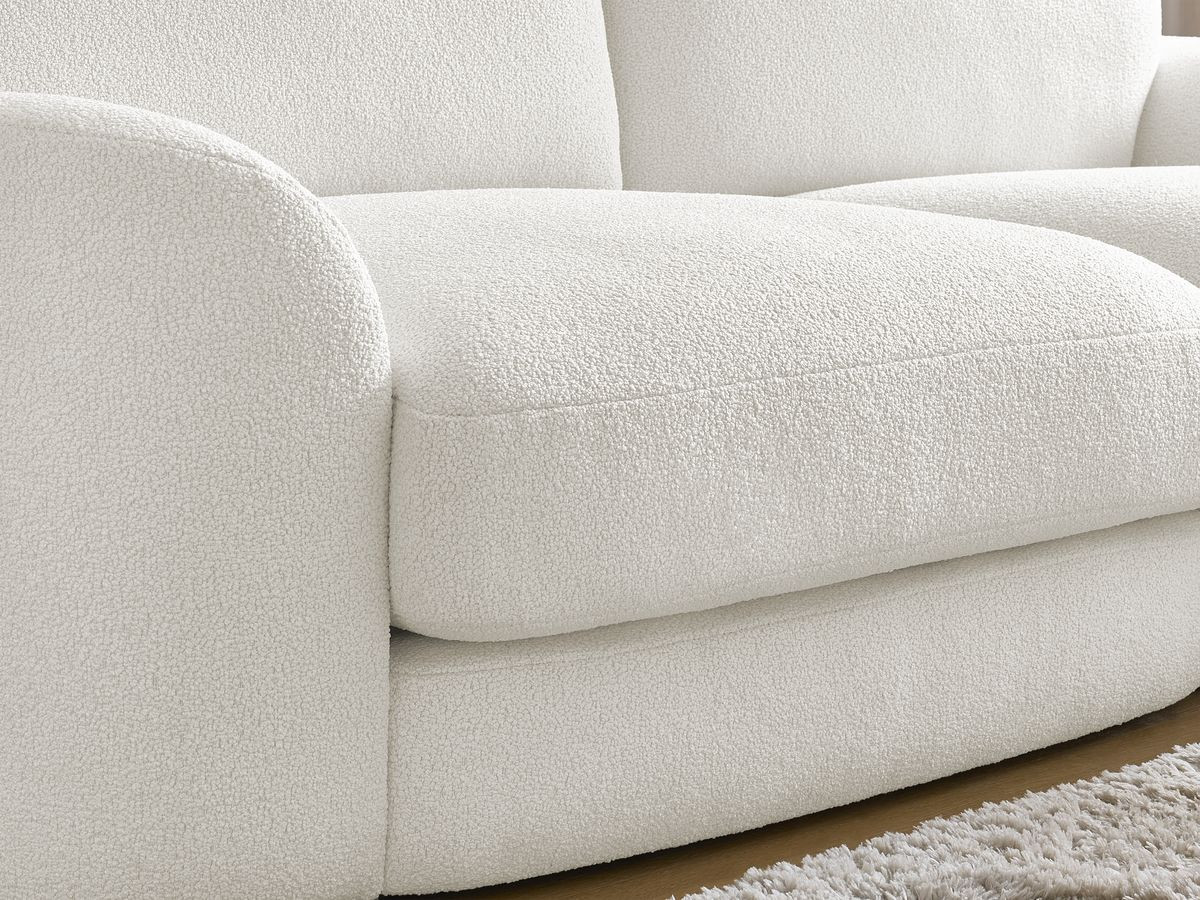 Bobochic Leonore Sofa 3-Sitzer Bouclé-Stoff Weiß