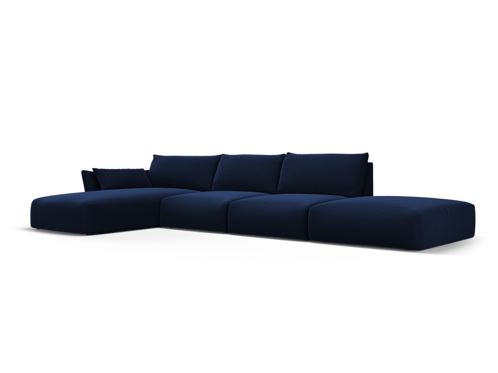 Cosmopolitan Design Ecksofa Matera 5-Sitzer offen Samt Salvador Königsblau Links