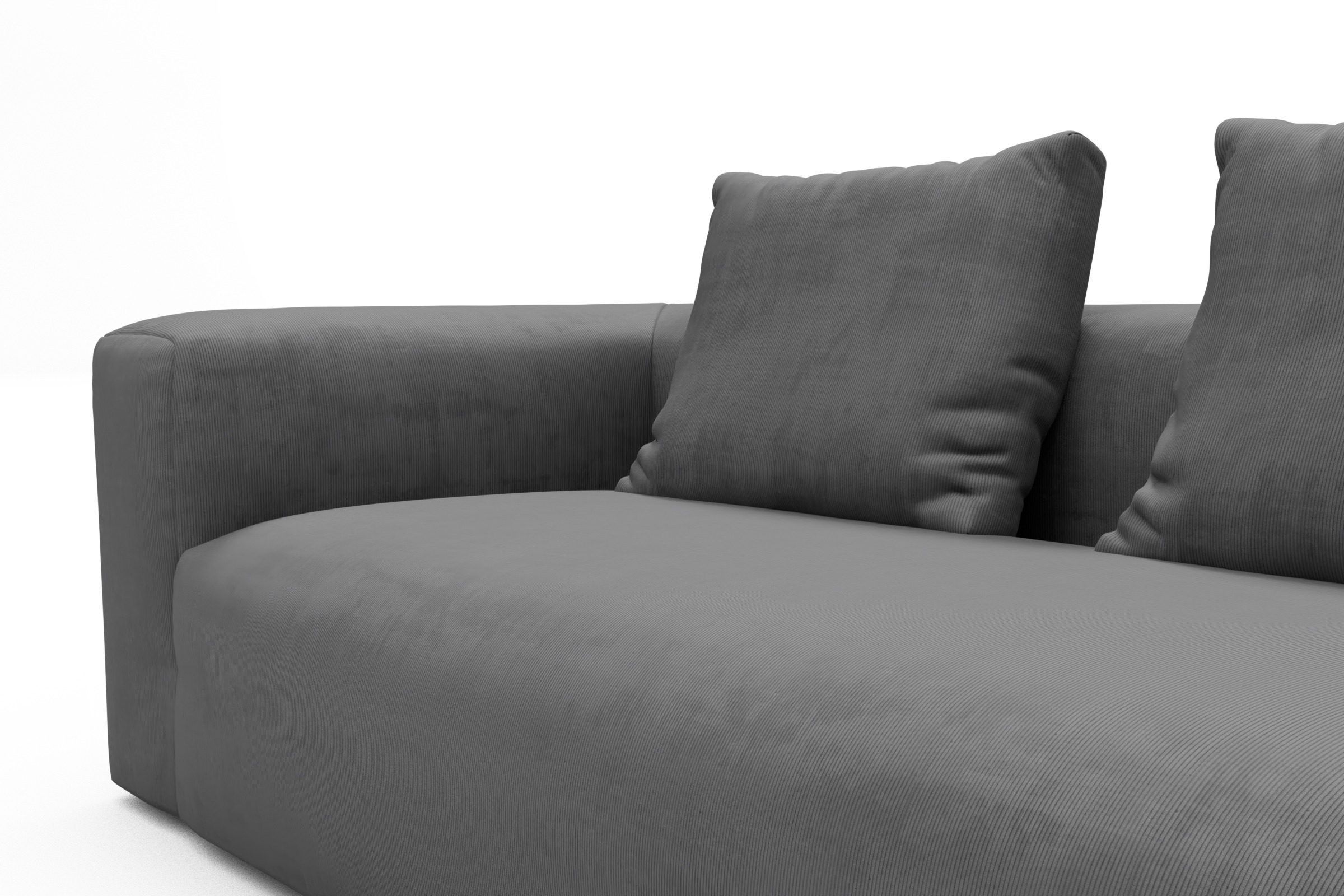 Ecksofa Fred Chaiselongue rechts mit 2,5-Sitzer Cordufine-Grey