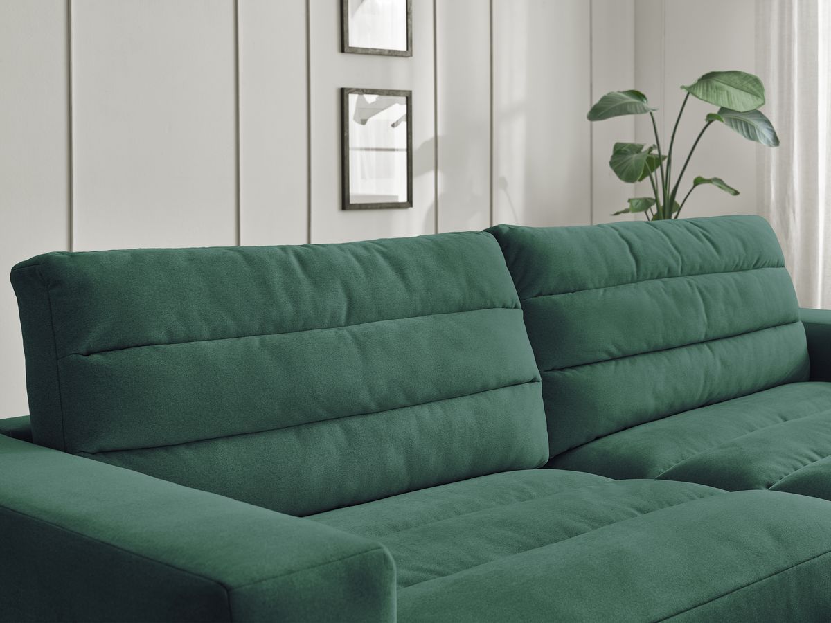 Bobochic Sierra Ecksofa mit Pouf Samt Dunkelgrün Ecke rechts