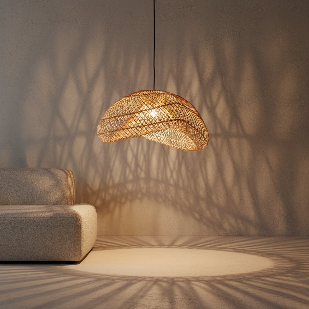 Raw Materials Maze Rattan-Hängelampe Organic L Ø 57x31cm