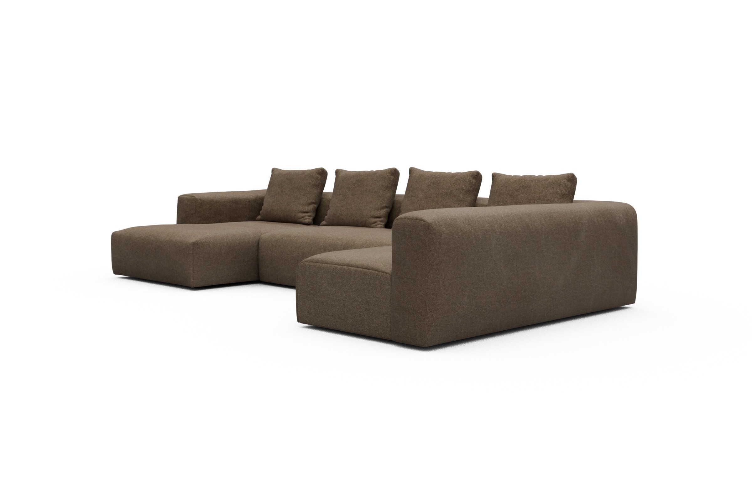 Wohnlandschaft Fred Chaiselongue links mit 2-Sitzer und lange Armlehne rechts Aivi-Khaki-Brown