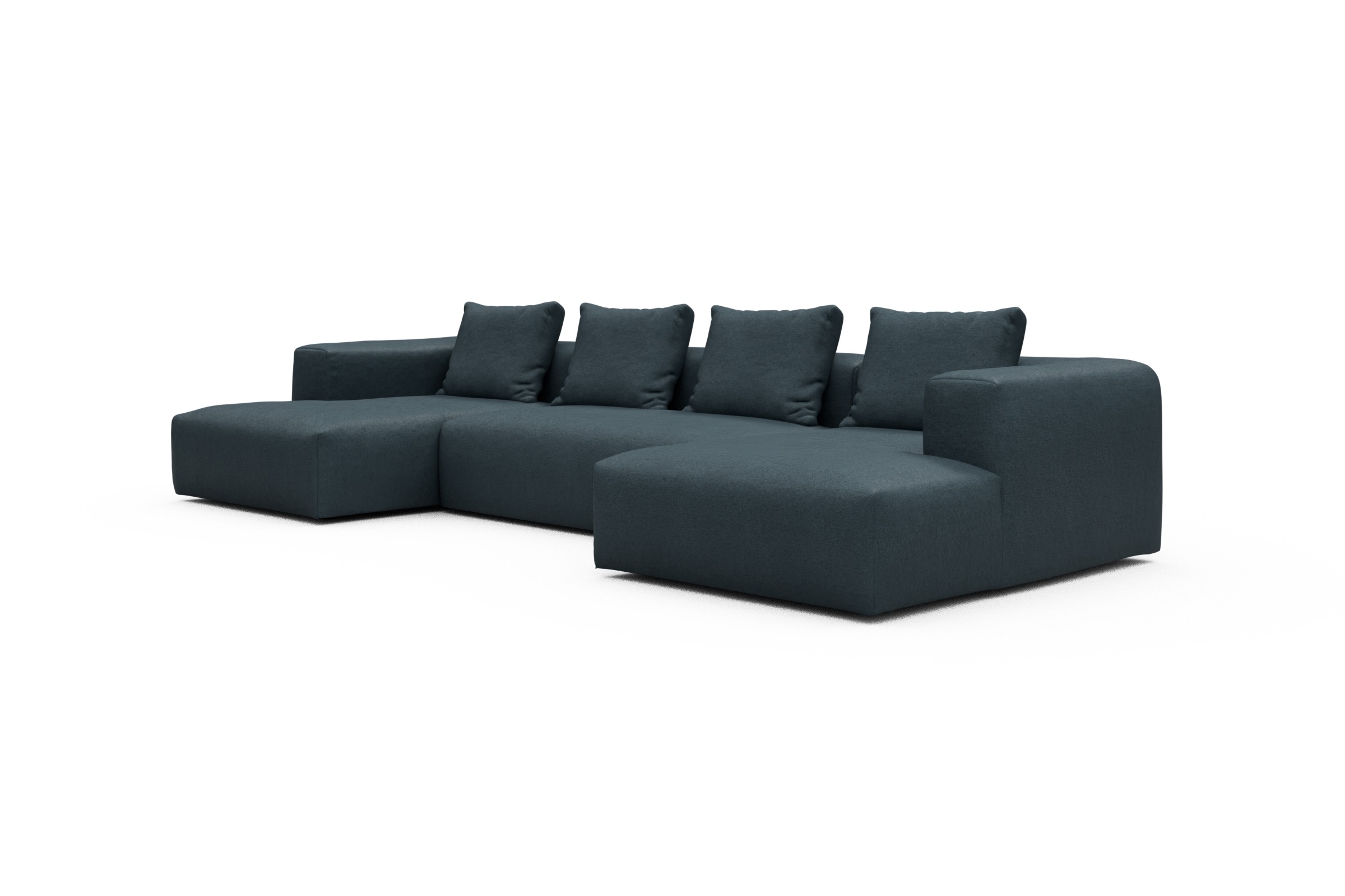 Wohnlandschaft Fred mit 2-Sitzer und Chaiselongue beidseitig Denari-Royal-Blue