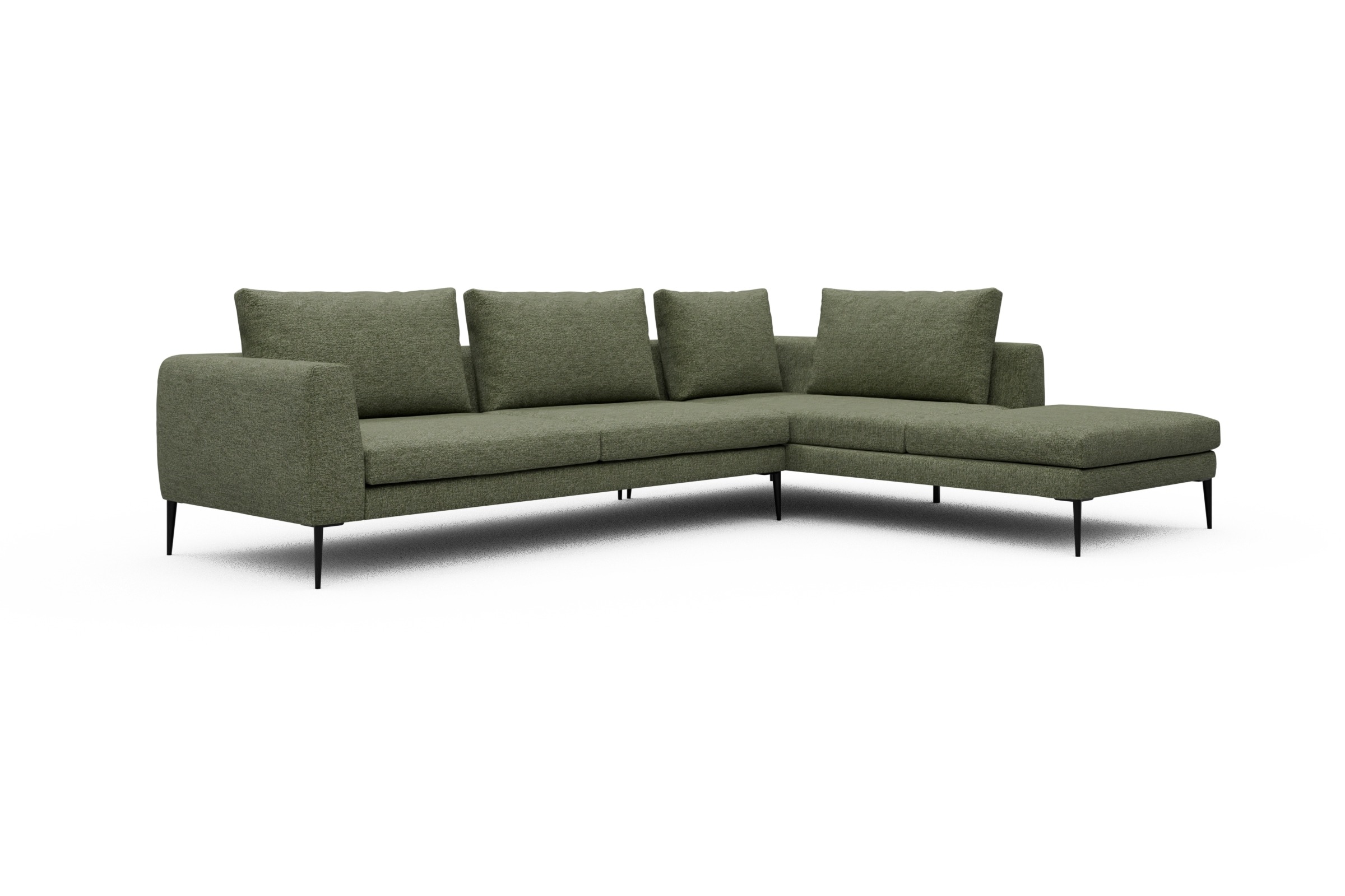 Ecksofa Paul Relax-Ecke links mit 3-Sitzer Carreno-Vivid-Green