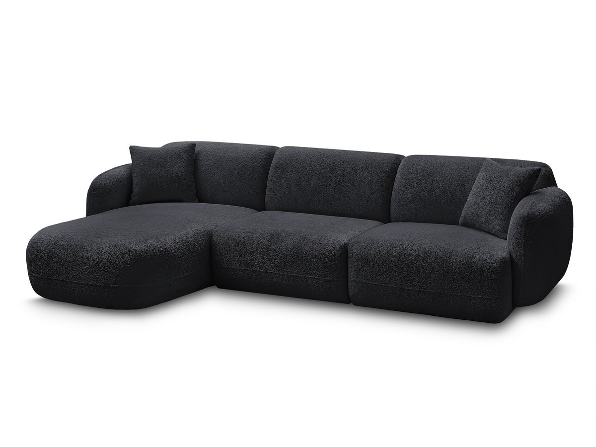 Bobochic Anda Ecksofa 292 × 163 cm Chenille Schwarz Ecke links