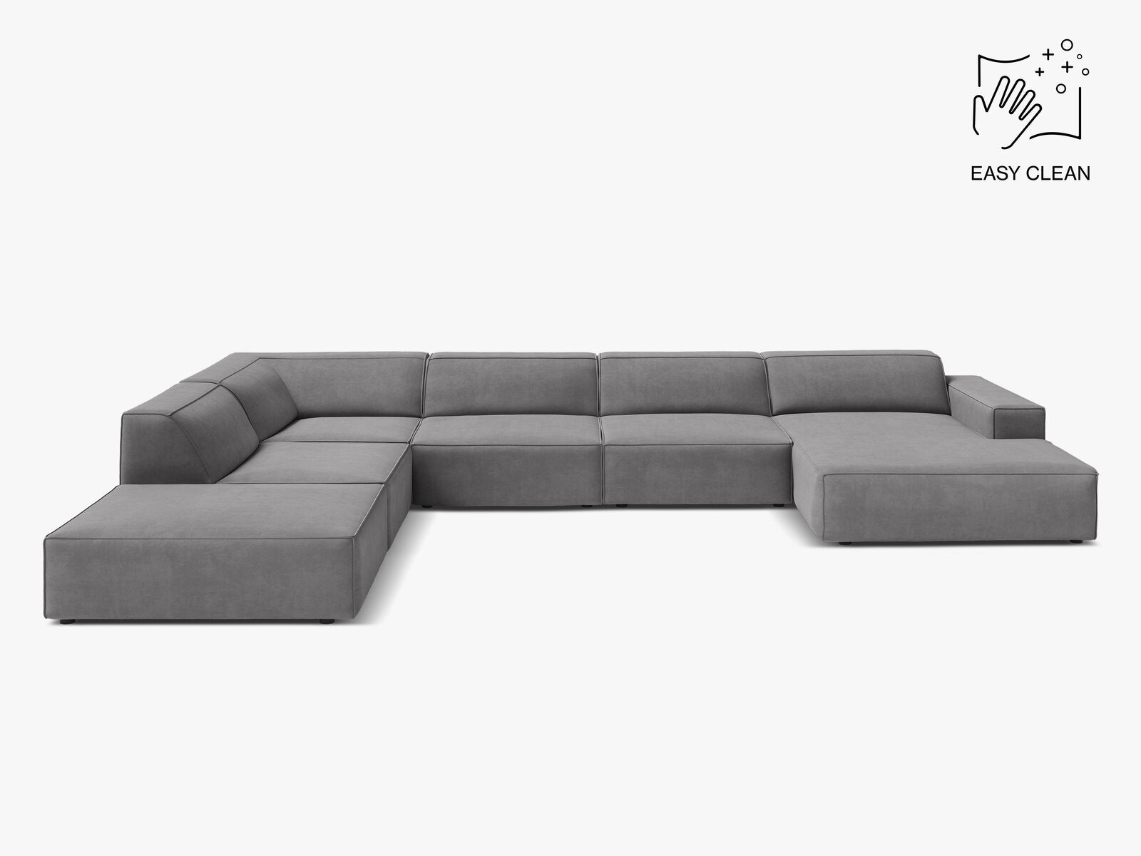 Micadoni Panorama-Ecksofa Jodie 7-Sitzer Samt Venus Hellgrau Links