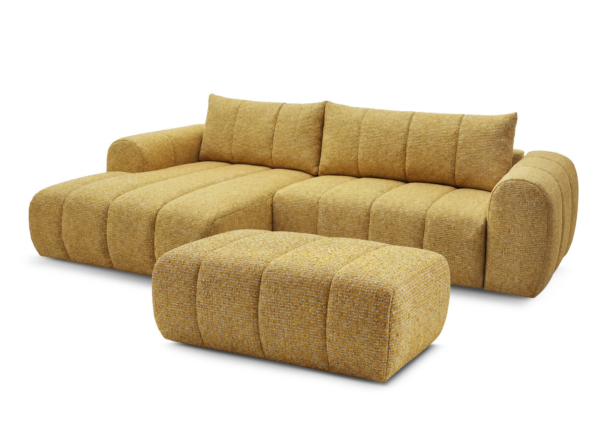 Bobochic Nesty Ecksofa 272 cm mit Pouf Melange-Stoff Gelb Ecke links