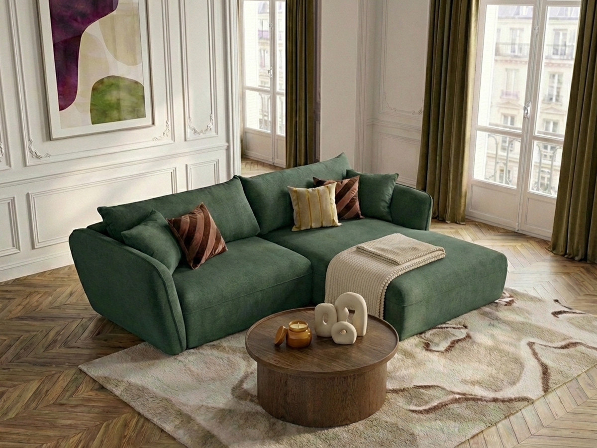 Bobochic Luigi Ecksofa Strukturstoff Grün Ecke rechts