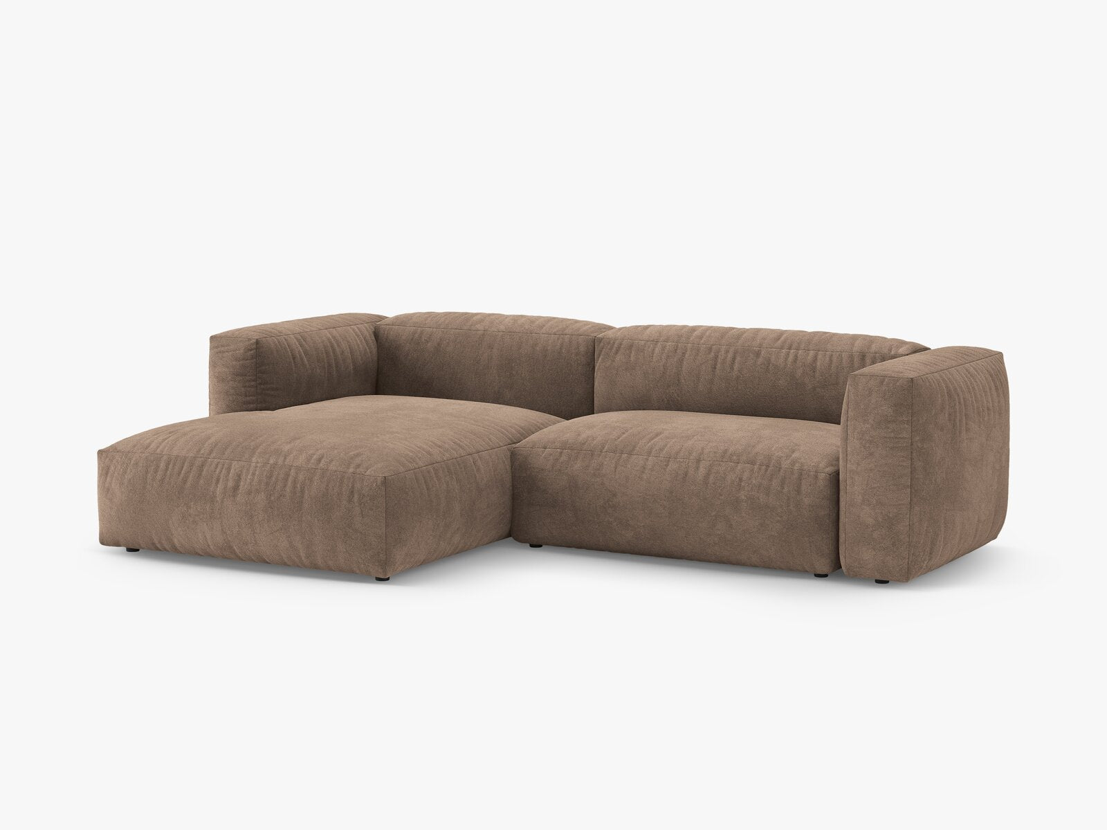 Micadoni Martina Ecksofa 4-Sitzer mit Schlaffunktion Links Samt Vogue Dunkelbeige