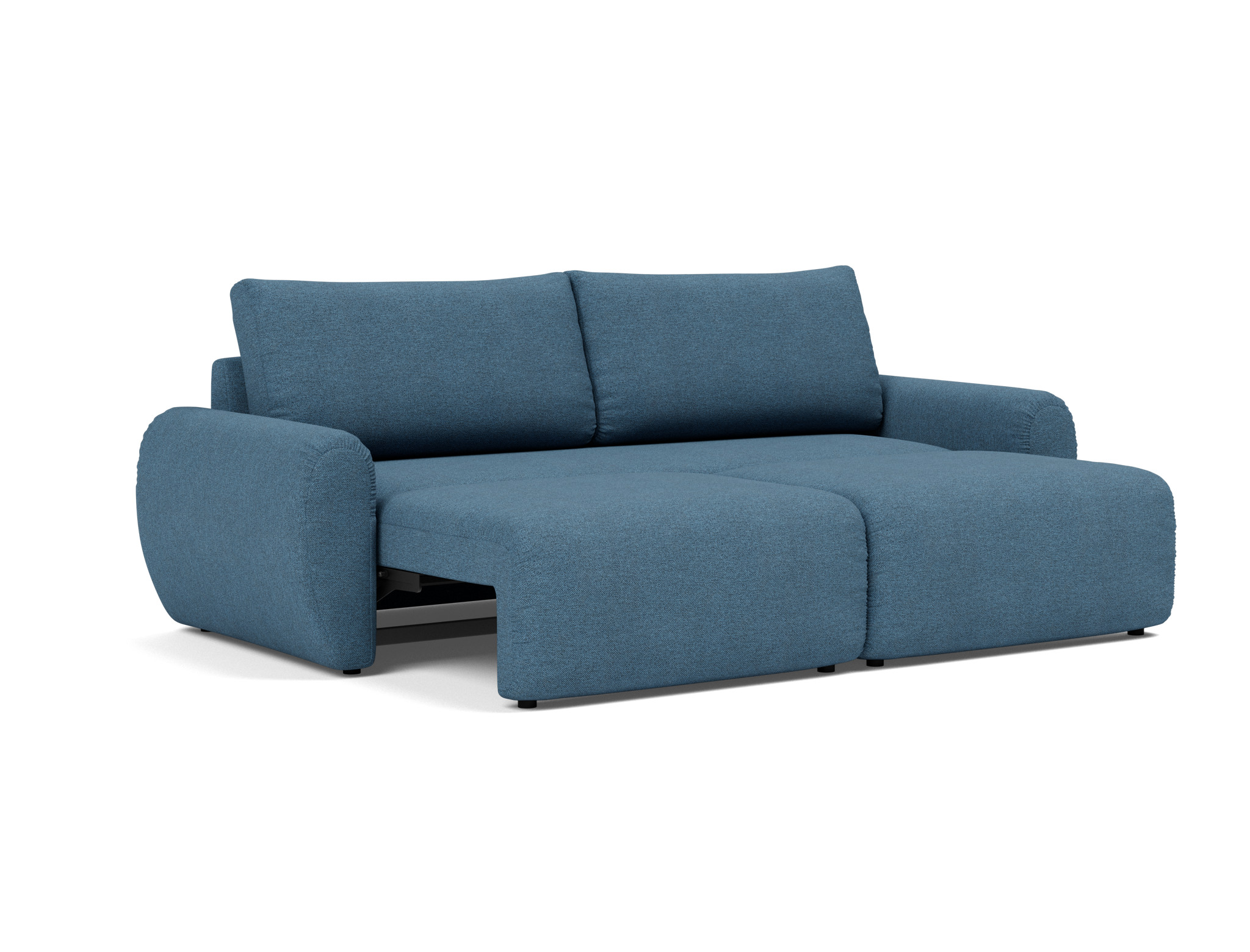 Schlafsofa Norum mit Curve-Armlehnen Strukturierter Stoff Weda 302-Weda-Blue