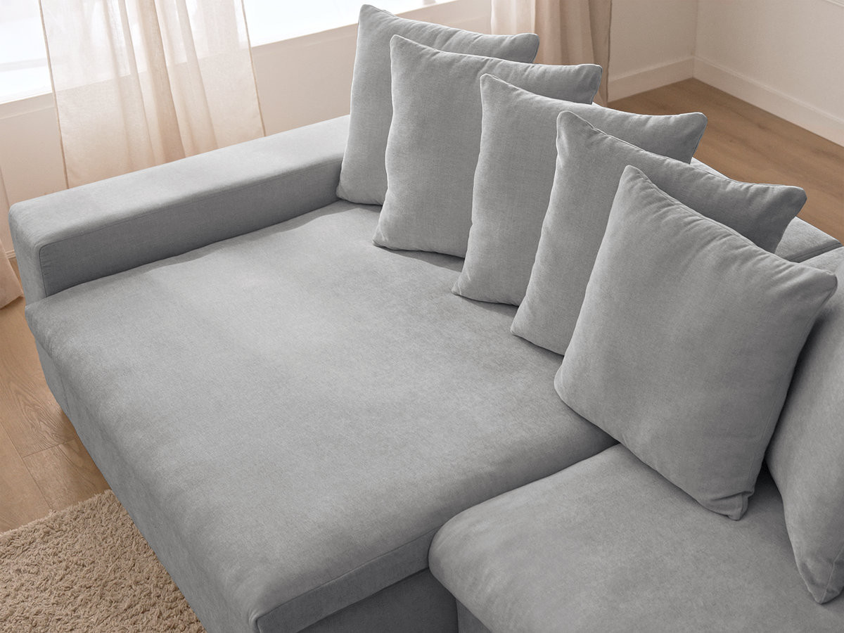 Bobochic Enore Ecksofa 330 × 100 cm Stoff Hellgrau Ecke links