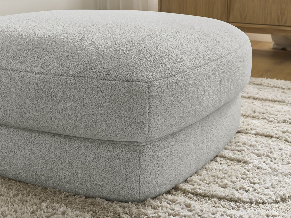 Bobochic Leonore Pouf Bouclé-Stoff Hellgrau
