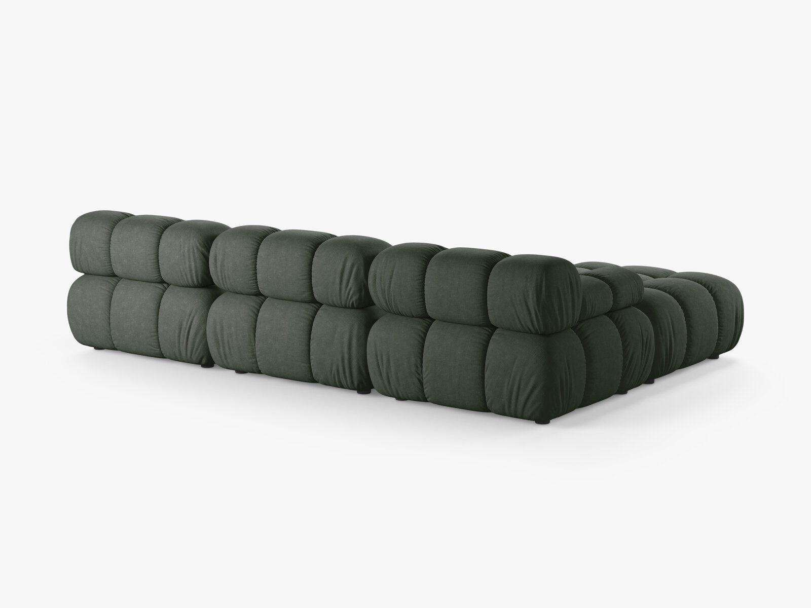 Micadoni Modulares Sofa Bellis 4-Sitzer mit flachem Modul Strukturierter Stoff Liberty Moßgrün