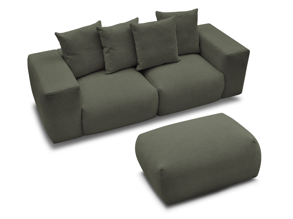 Bobochic Voltaire Sofa 4-Sitzer mit Pouf 248 × 100 cm Melange-Stoff Grün