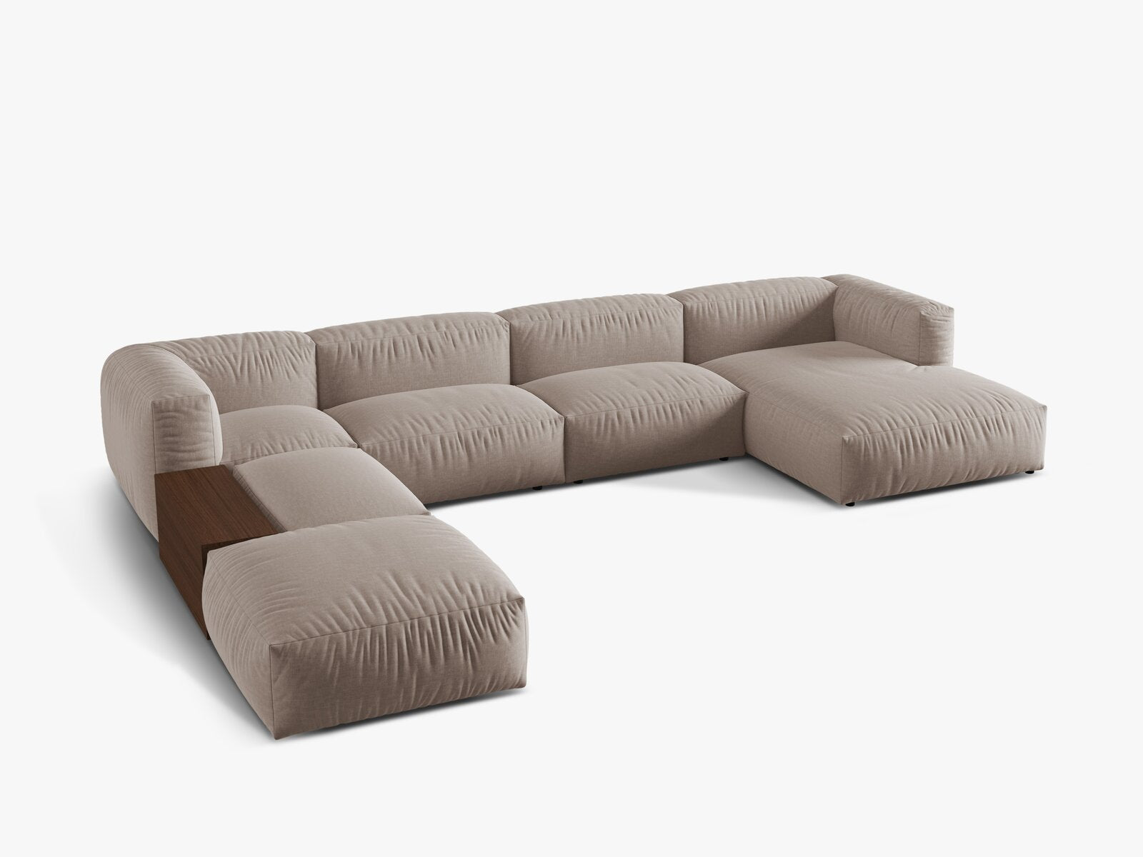Micadoni Panorama-Ecksofa Martina 5-Sitzer Links Strukturierter Stoff Dunkelbeige