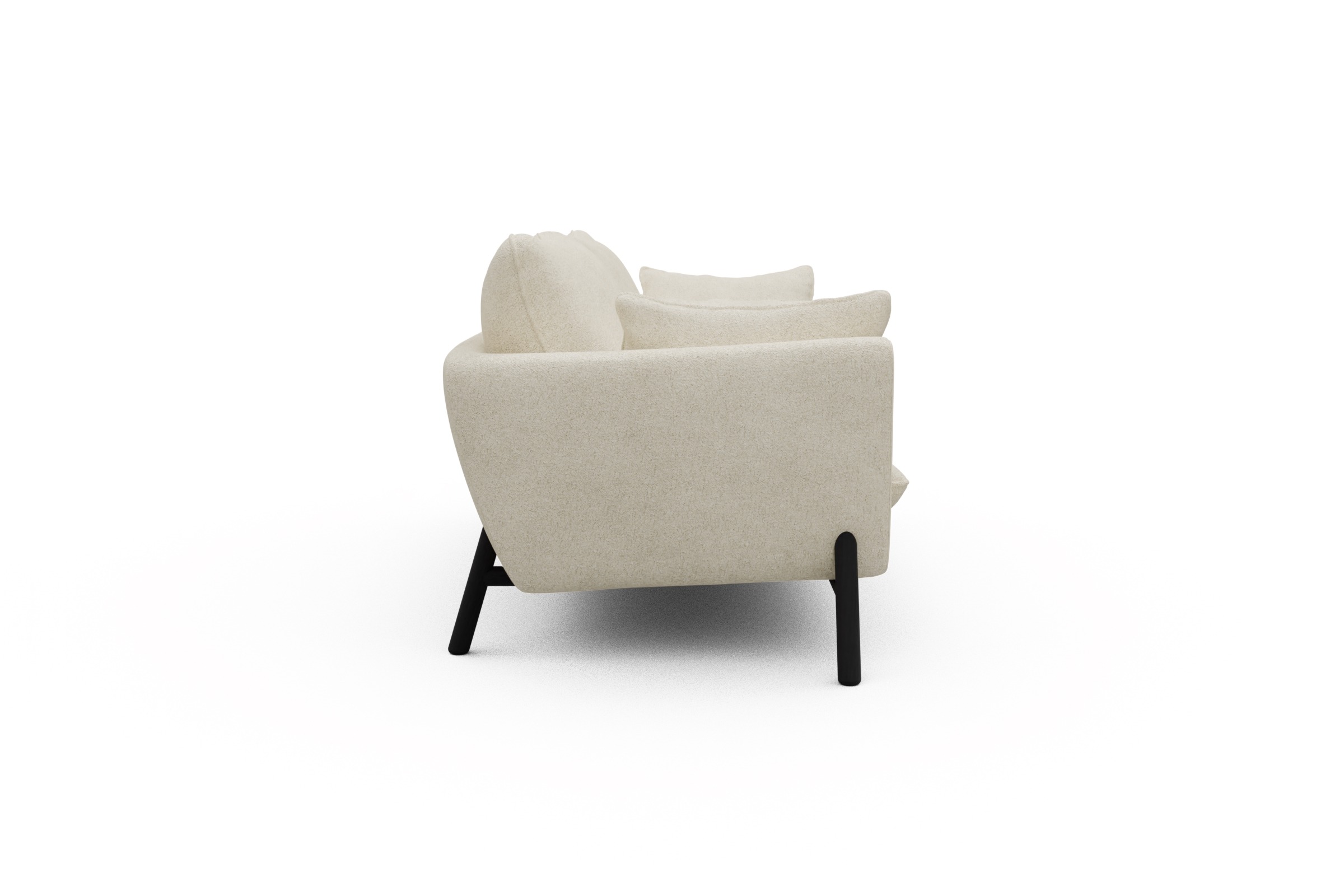 Sofa Emil 3-Sitzer Beinfarbe Eiche Schwarz Boucle-Off-White