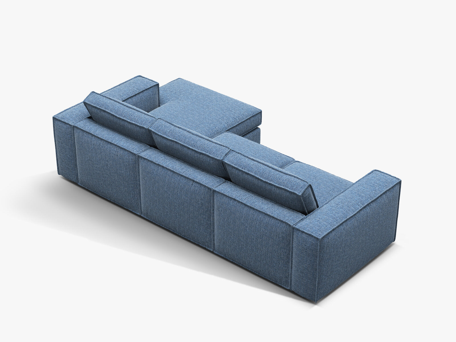 Micadoni modulares Ecksofa Pola 3-Sitzer Rechts Strukturierter Stoff Babel Dunkelblau