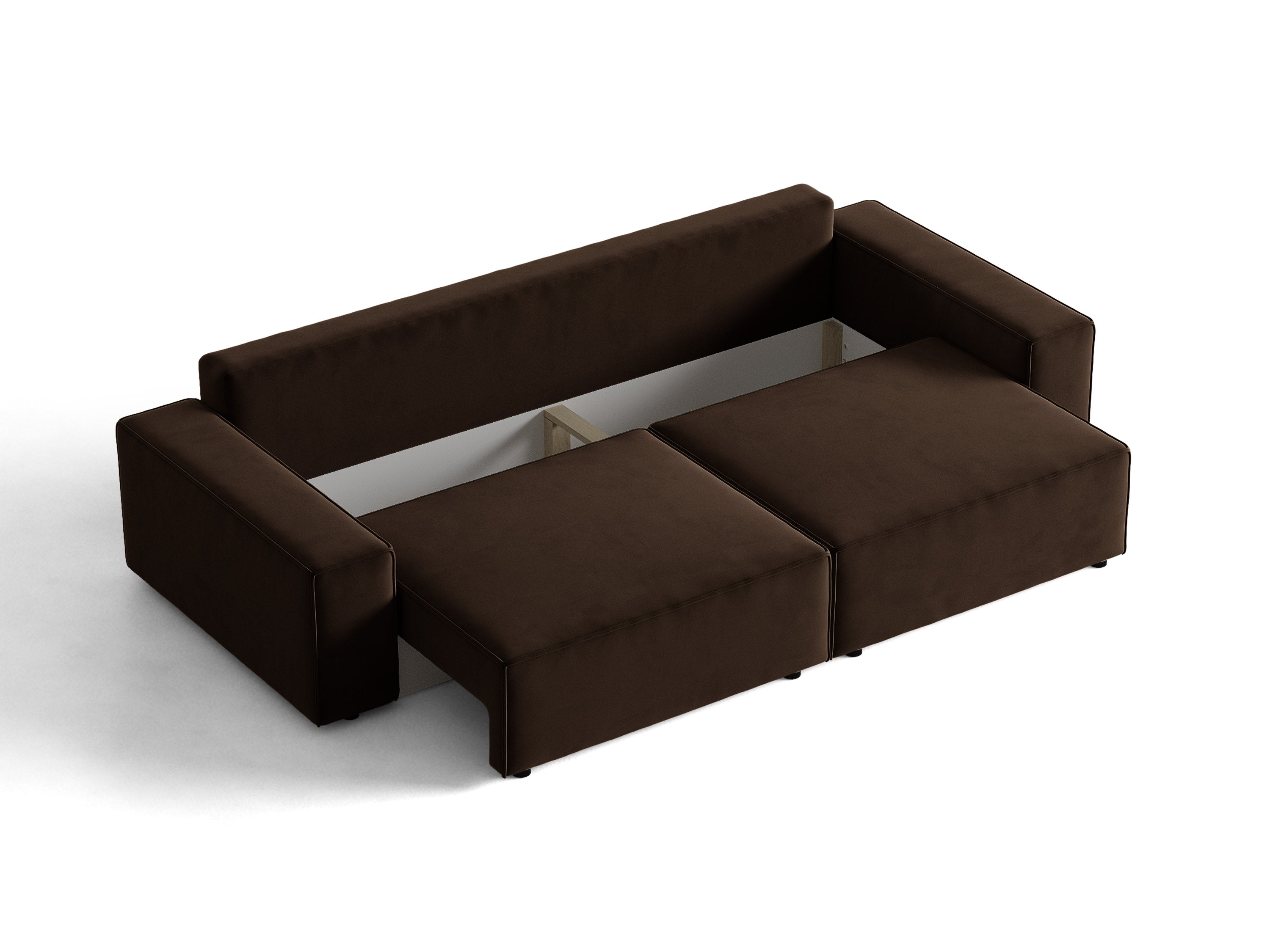 Micadoni Schlafsofa Jodie 3-Sitzer Samt Bluvel Dunkelbraun