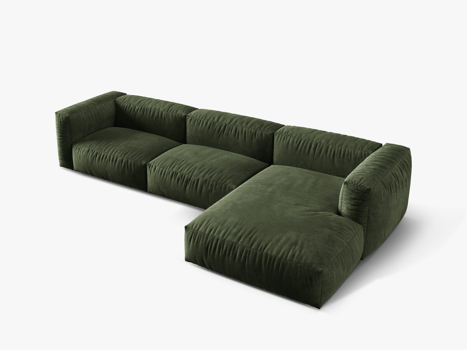 Micadoni Ecksofa Martina 3-Sitzer Rechts Samt Vogue Grün