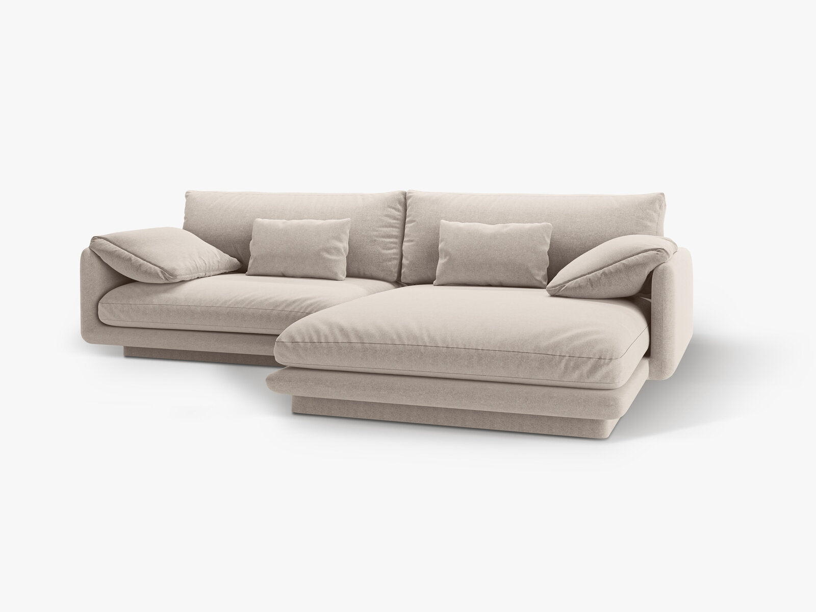 Micadoni Ecksofa Torino 4-Sitzer Rechts Strukturierter Stoff Helles Beige