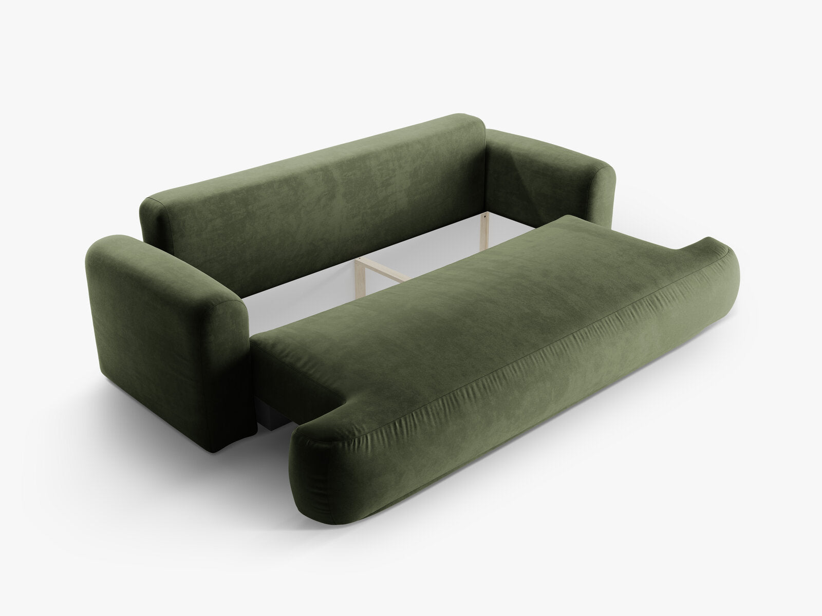 Micadoni Ella Schlafsofa 3-Sitzer mit Bettkasten Samt Vogue Grün
