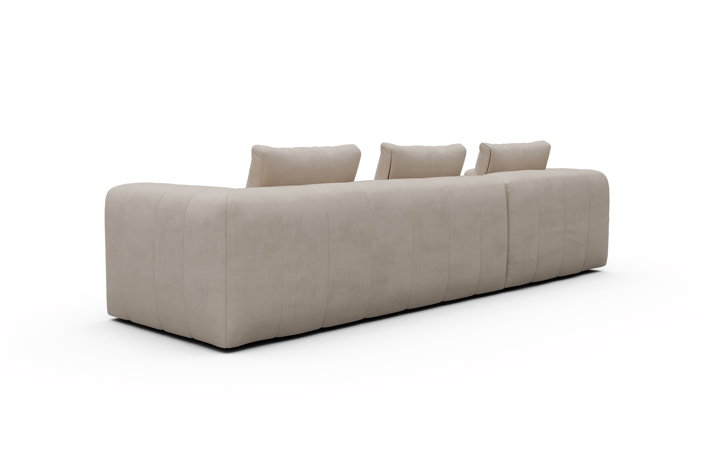 Ecksofa Hugo 2,5-Sitzer Armlehne rechts mit Chaiselongue Cordufine-Off-White