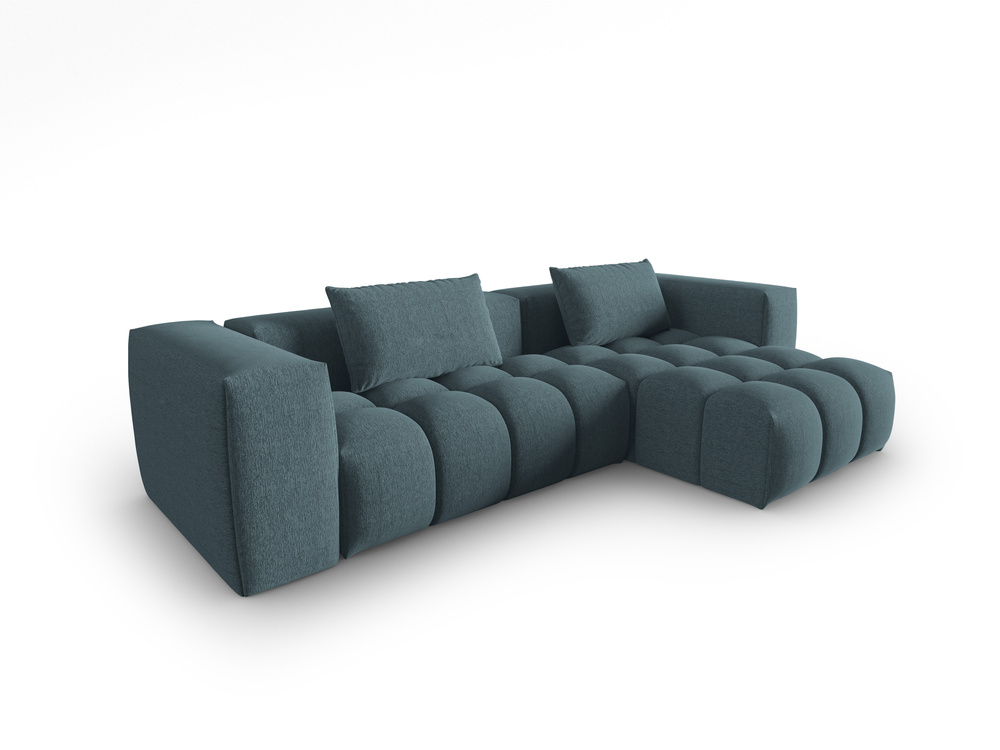 Cosmopolitan Design Ecksofa Verona 3-Sitzer Strukturierter Stoff Sorella Hellblau Rechts