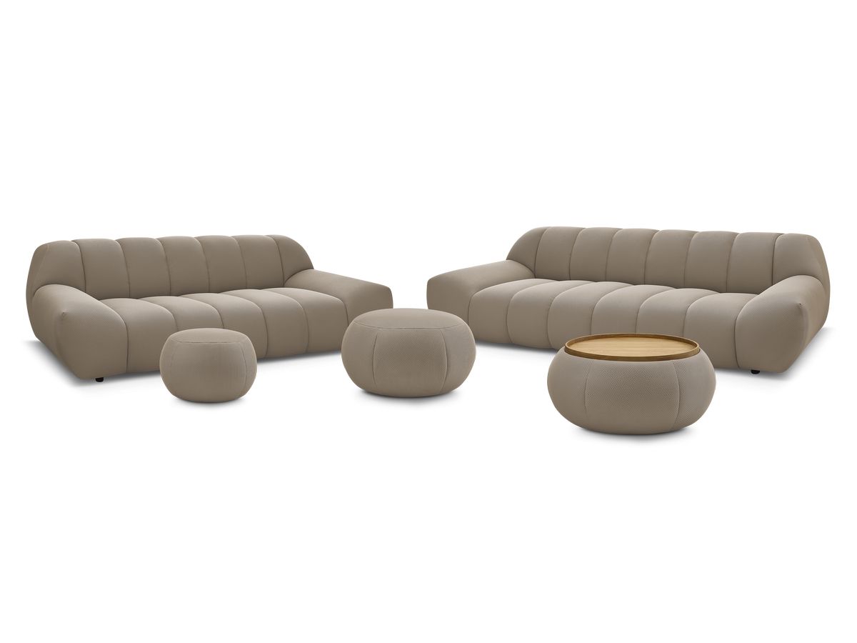 Bobochic Hayden Sofa 7-Sitzer mit Pouf Mesh-Stoff Taupe