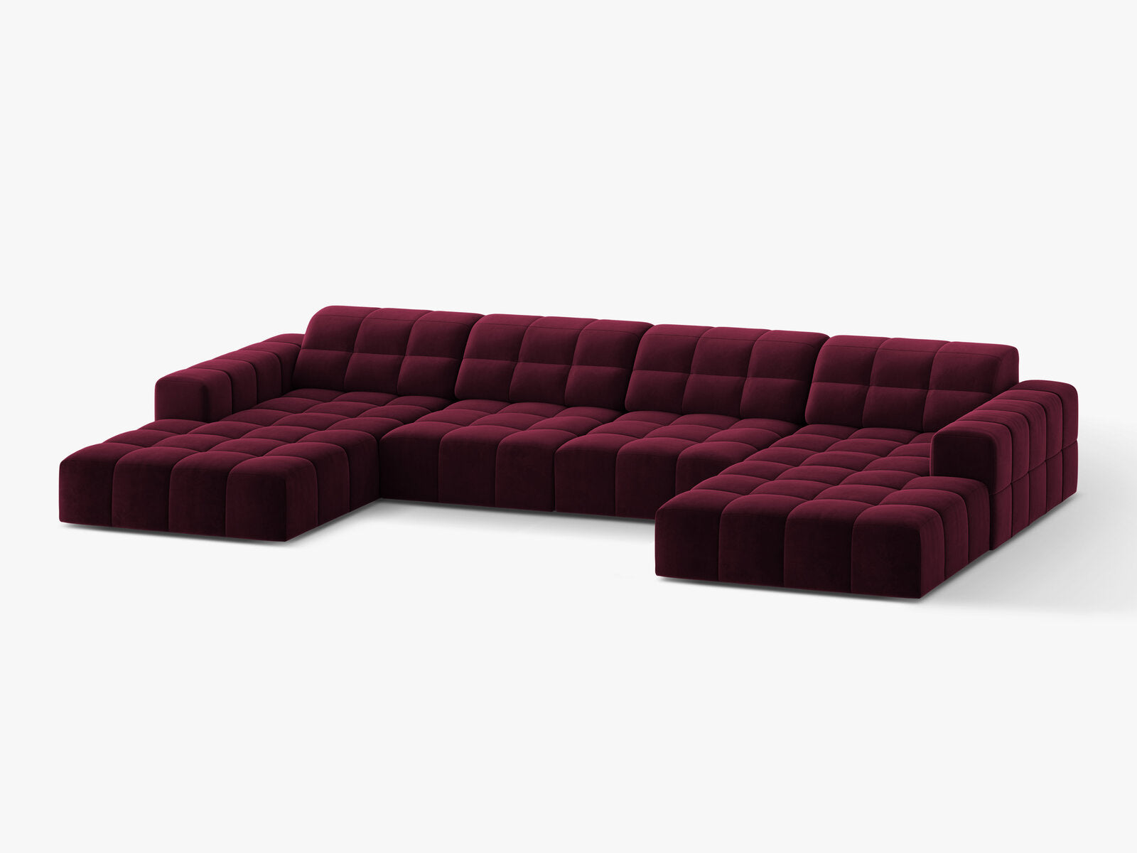 Micadoni Panorama Sofa Jennifer 6-Sitzer Samt Venus Burgunder