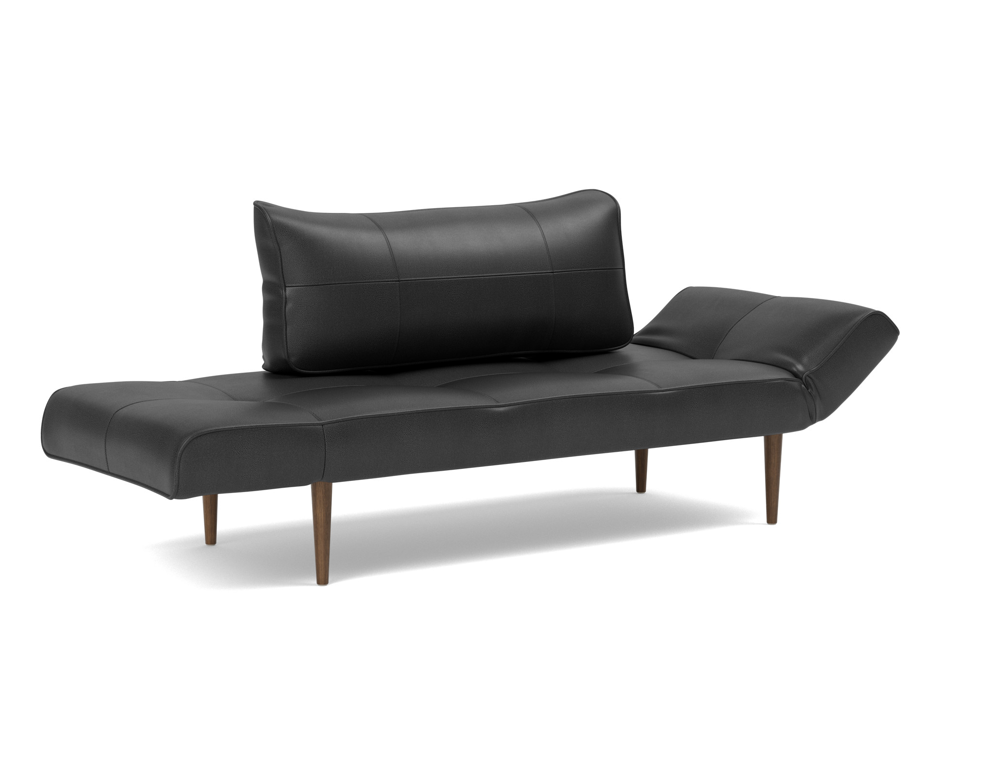 Tagesbett Zeal Lederoptik Faunal 550-Black Beine Styletto Eiche dunkel