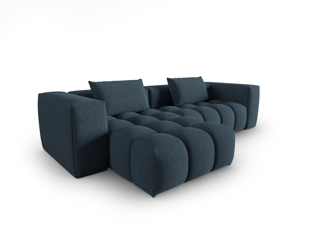 Cosmopolitan Design Ecksofa Verona 3-Sitzer Strukturierter Stoff Sorella Dunkelblau Links