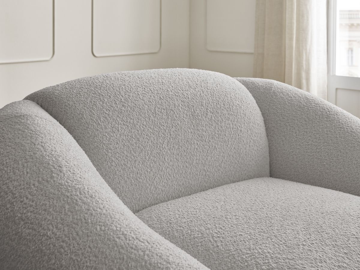 Bobochic Tina Sessel Bouclé-Stoff Hellgrau