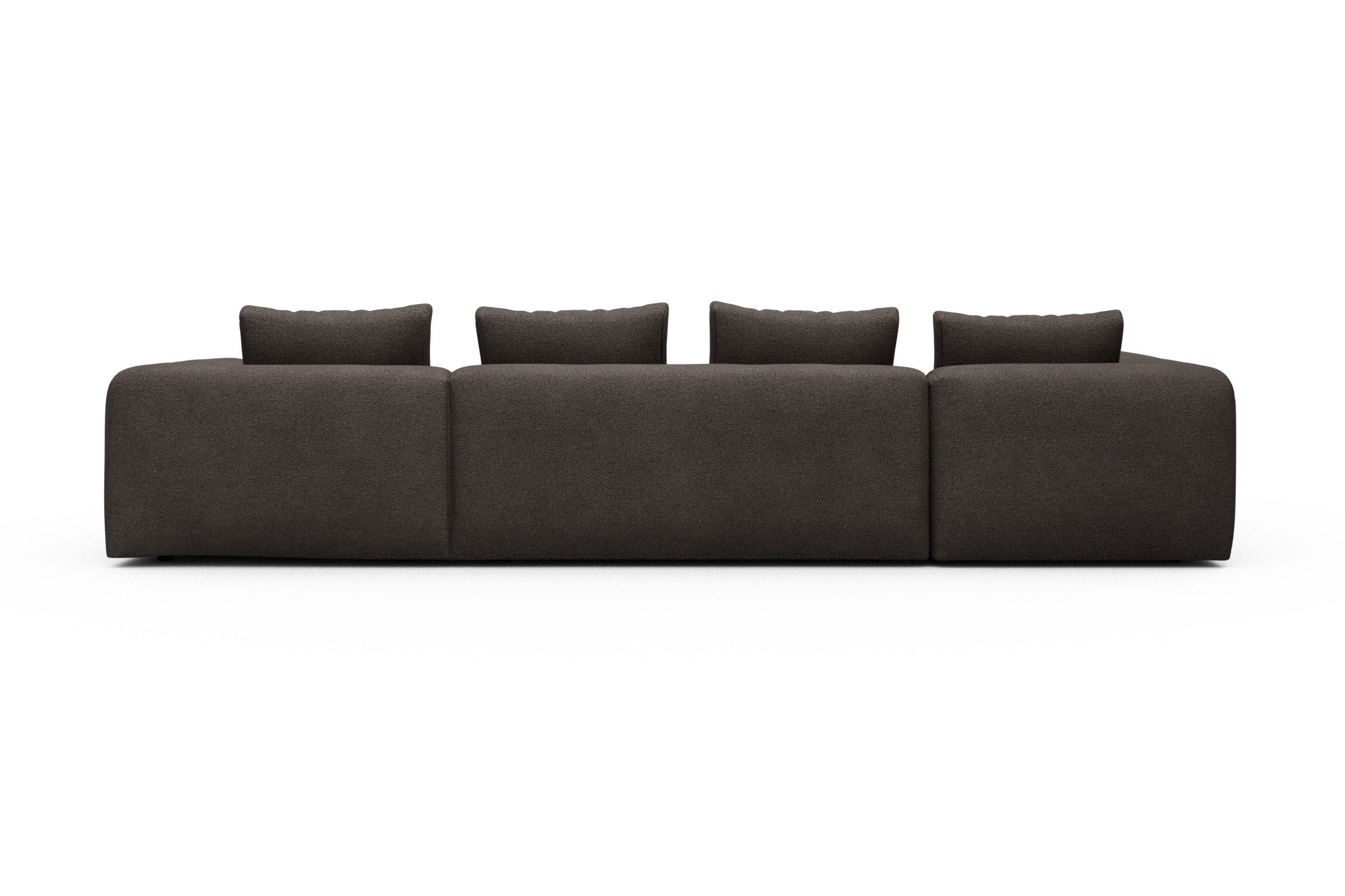 Wohnlandschaft Fred Chaiselongue rechts mit 2-Sitzer und lange Armlehne links Boucle-Taupe