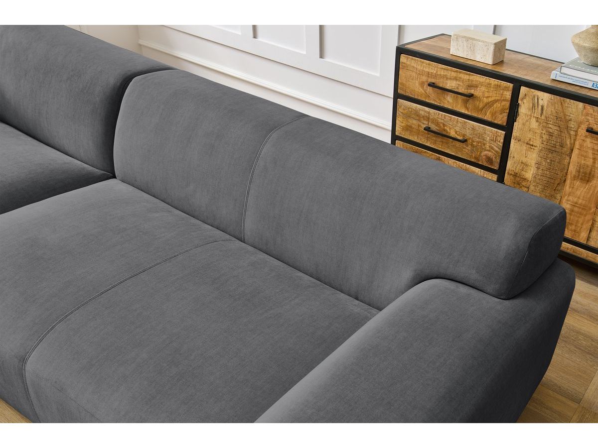 Bobochic Lavena Ecksofa 272 × 220 cm Samt Dunkelgrau Ecke links