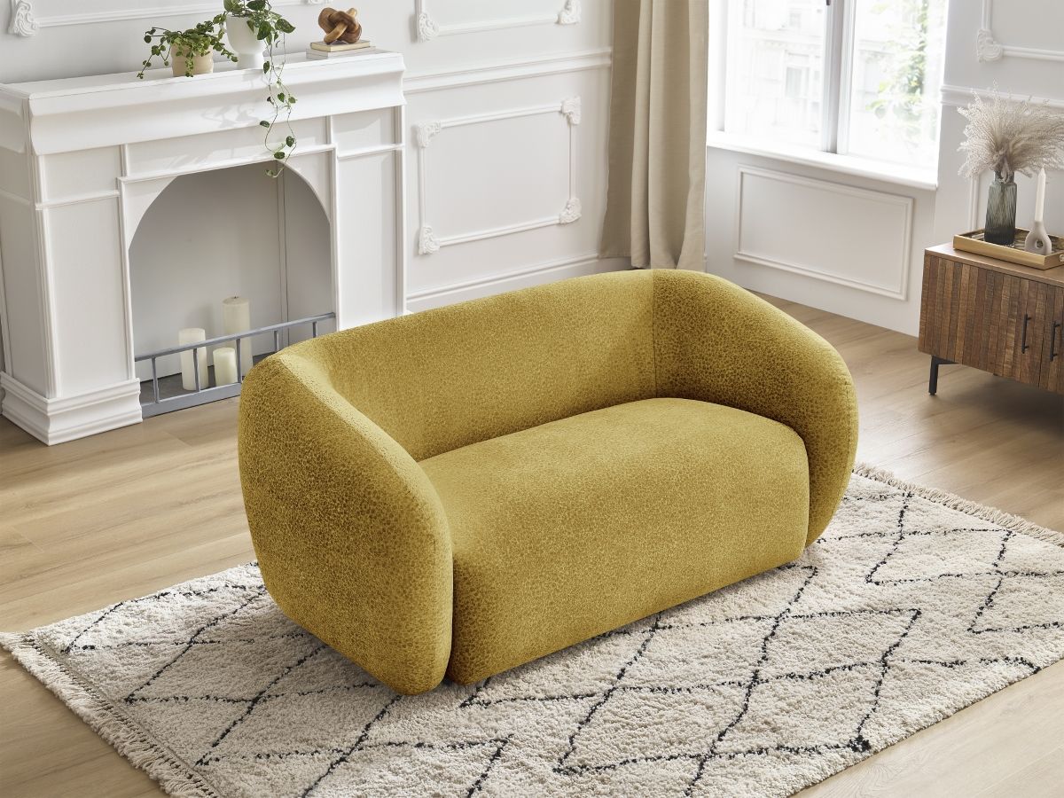 Bobochic Celine Sofa 2-Sitzer Strukturstoff Gelb