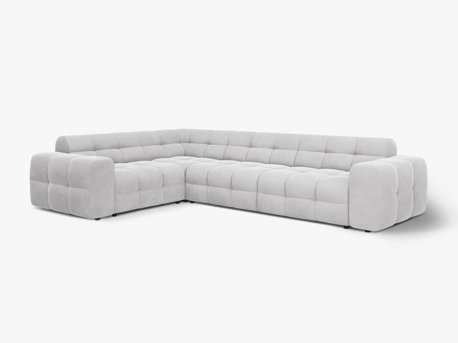 Micadoni Ecksofa Kendal 6-Sitzer Links Samt Magic Velvet Hellgrau