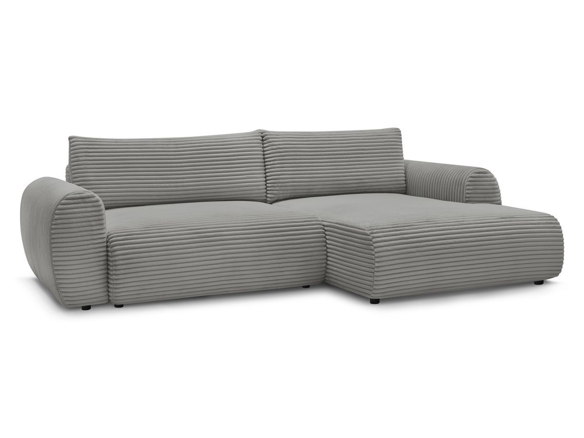 Bobochic Lucien Ecksofa mit Schlaffunktion und Bettkasten 314 × 167 cm Breitcord weich Dunkelgrau Ecke rechts