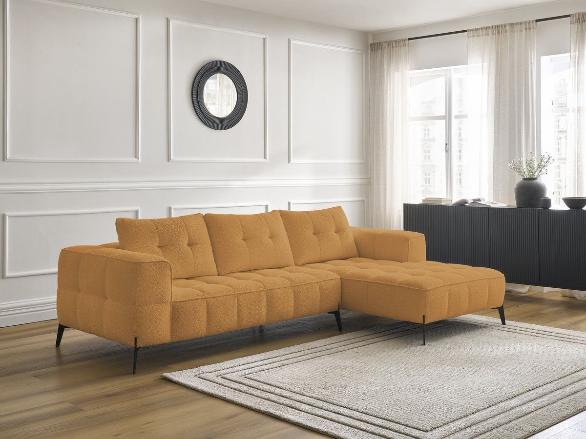Bobochic Anis Ecksofa Bouclé-Stoff Gelb Ecke rechts