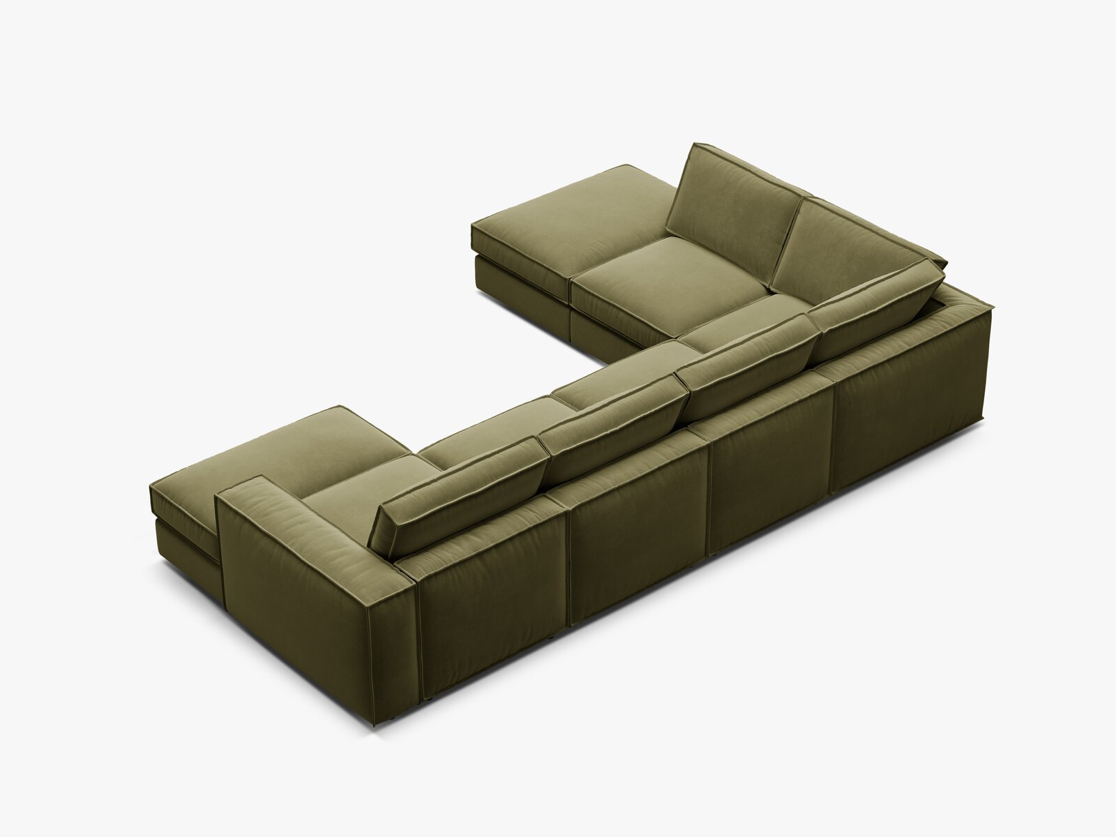 Micadoni modulares Panorama Ecksofa Pola 5-Sitzer Links Samt Salvador Grün