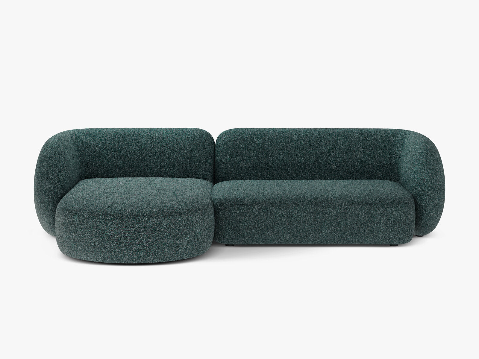 Micadoni Ecksofa Kate 3-Sitzer Links Strukturierter Stoff Puente Grün Blau Melange