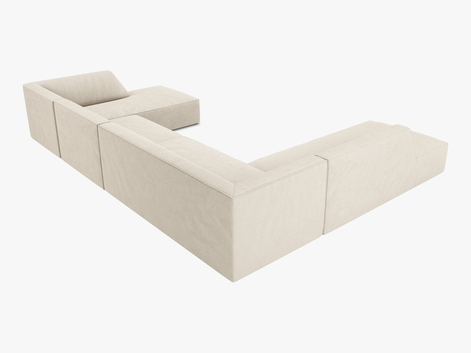 Micadoni Panorama-Ecksofa Ruby 7-Sitzer Links Kord Scala Helles Beige