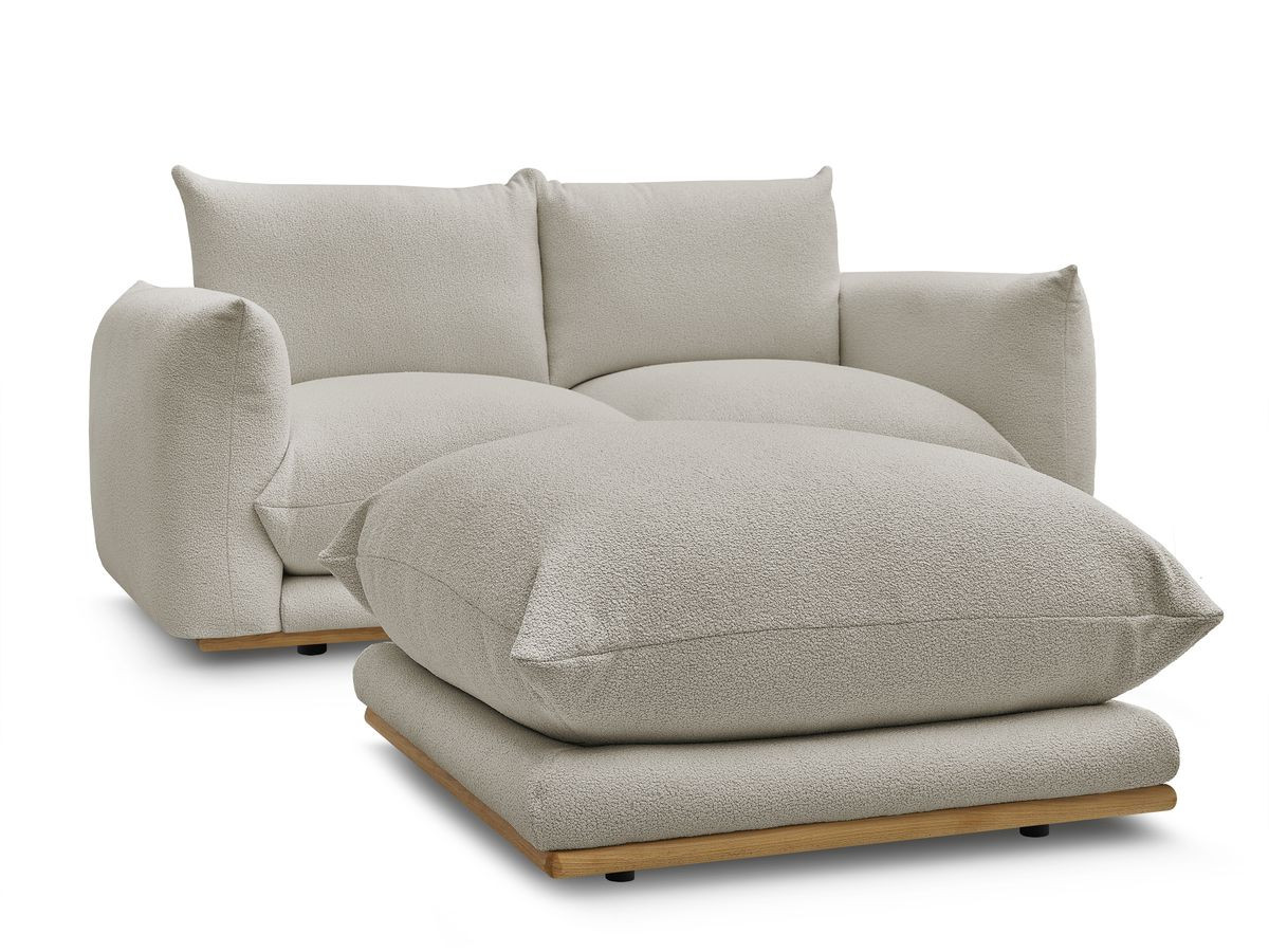 Bobochic Ernest Sofa 3-Sitzer mit Pouf 193 × 106 cm Bouclé-Stoff Taupe