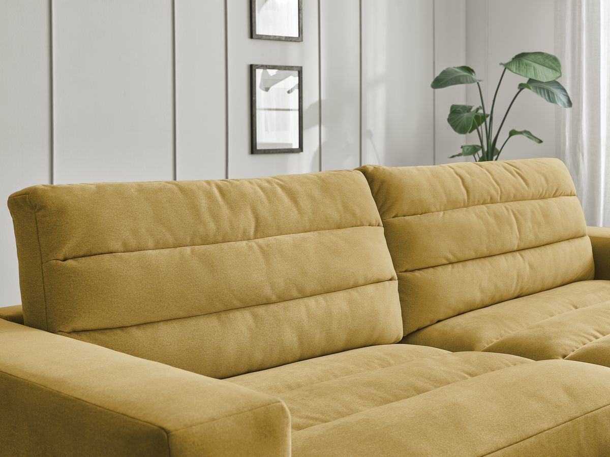 Bobochic Sierra Ecksofa mit Pouf Samt Gelb Ecke rechts