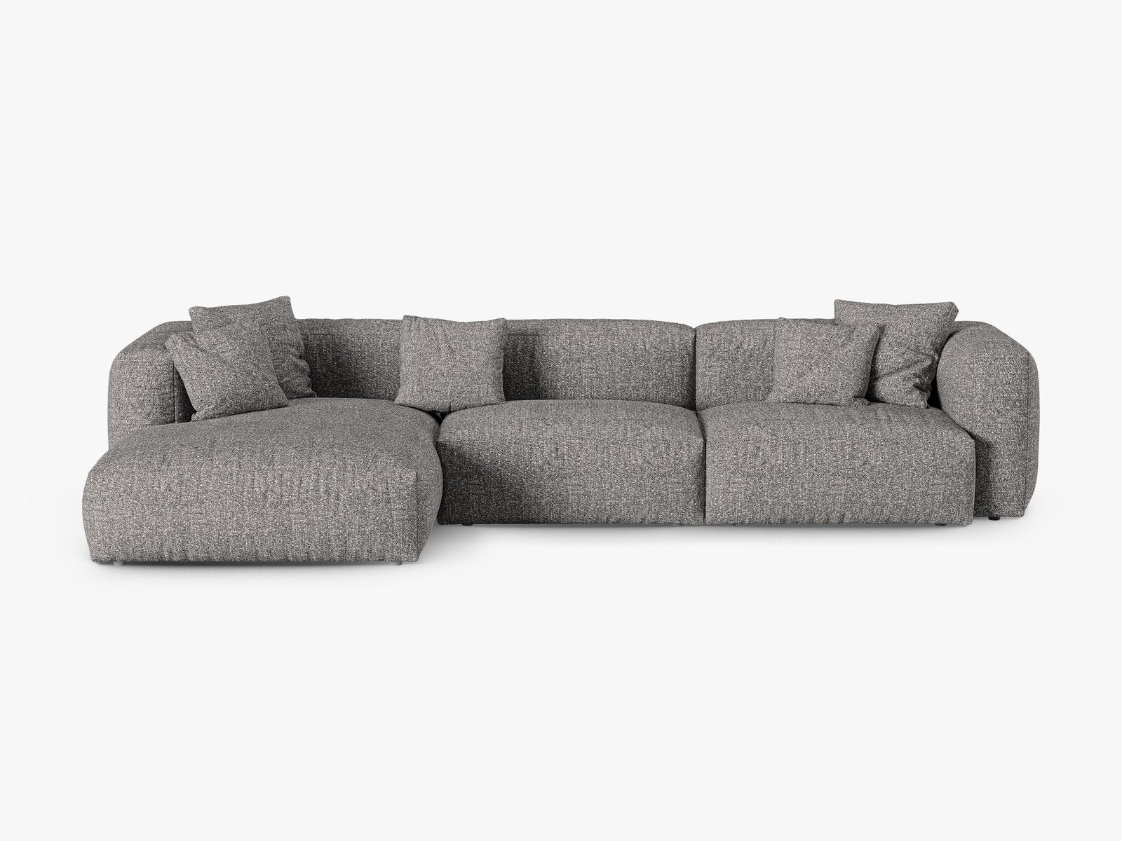 Micadoni Ecksofa Martina 3-Sitzer 90cm Sitztiefe Links Boucle Monet Graphit