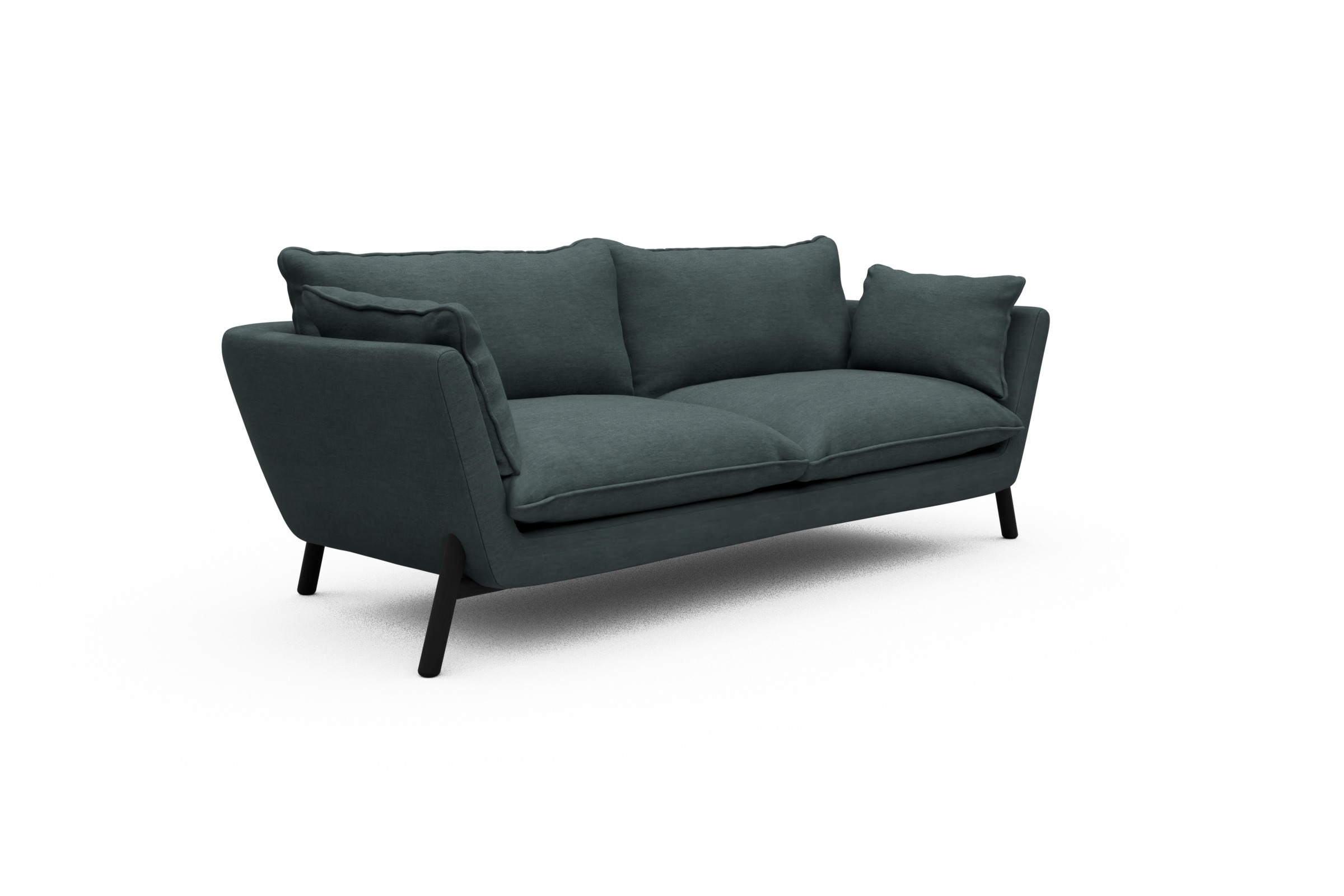 Sofa Emil PREMIUM 3-Sitzer Beinfarbe Eiche Schwarz Vivus-Blue