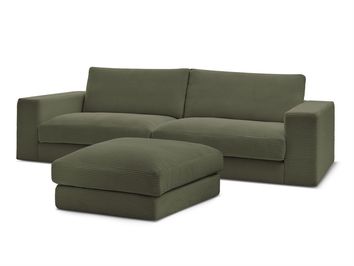 Bobochic Leonard Sofa 4-Sitzer mit Pouf 274 × 109 cm Cordsamt Hellgrün