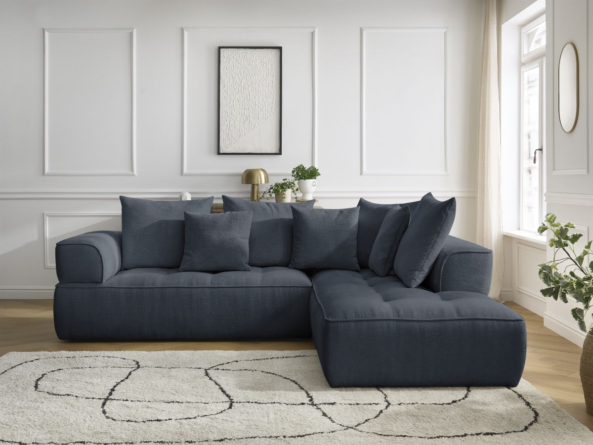 Bobochic Whesley Ecksofa Stoff Dunkelblau Ecke rechts