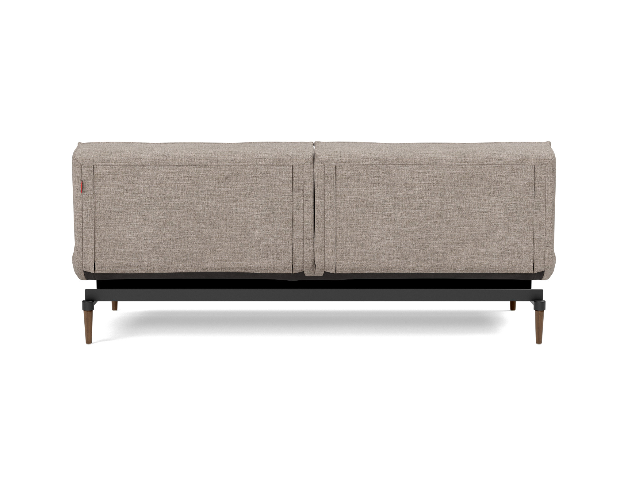 Schlafsofa Splitback Chenille Yuveno 472-Warm-Grey Beine Styletto Eiche dunkel