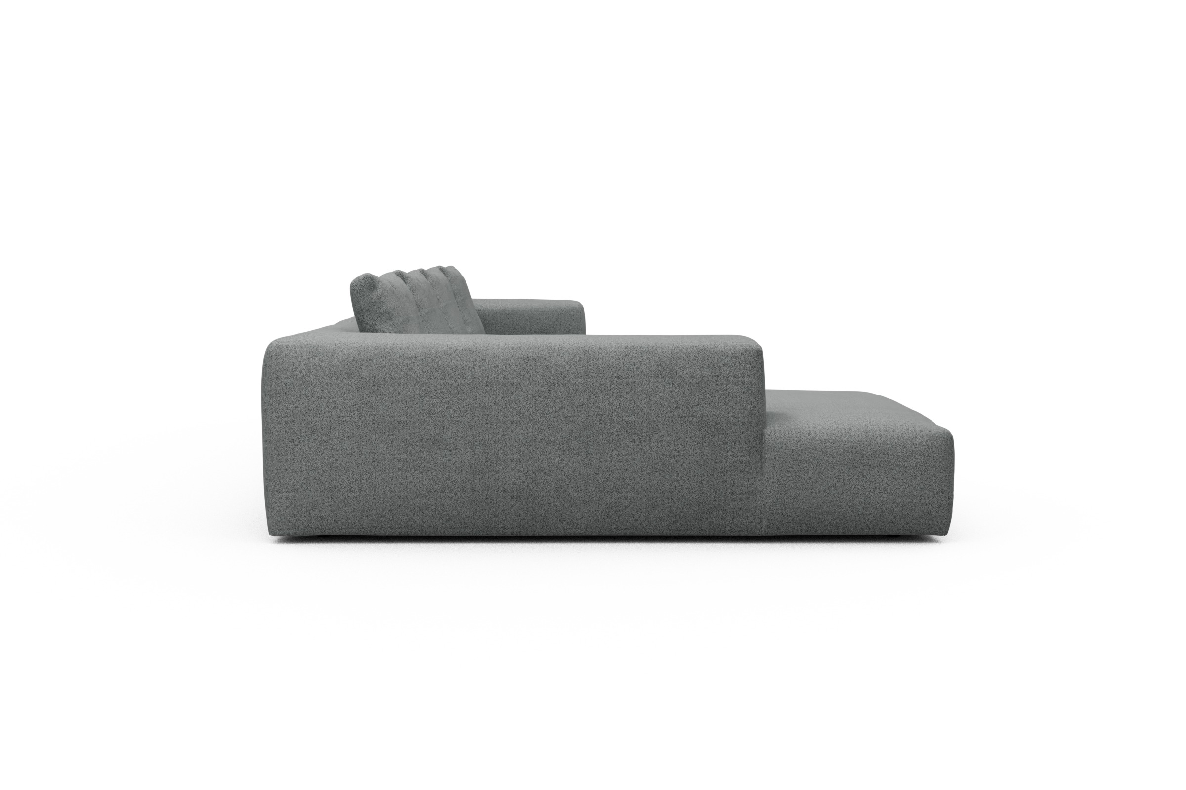 Wohnlandschaft Fred Relax-Ecke links mit 2-Sitzer und Chaiselongue rechts Boucle Aivi 819-Gravel-Grey